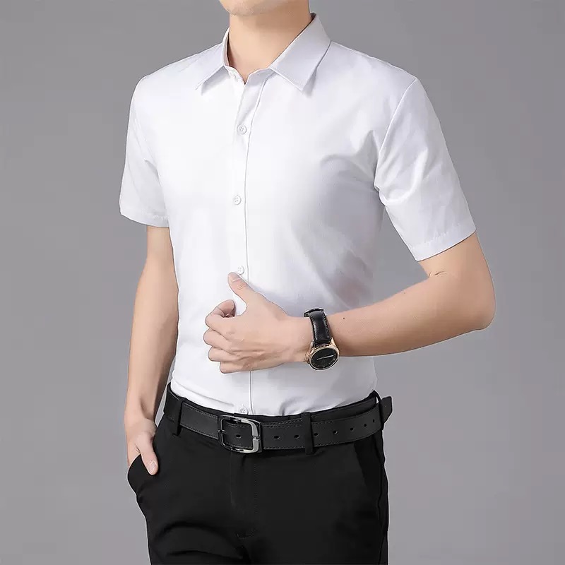 Men Formal Wear Summer - Summer thin short-sleeved white shirt for