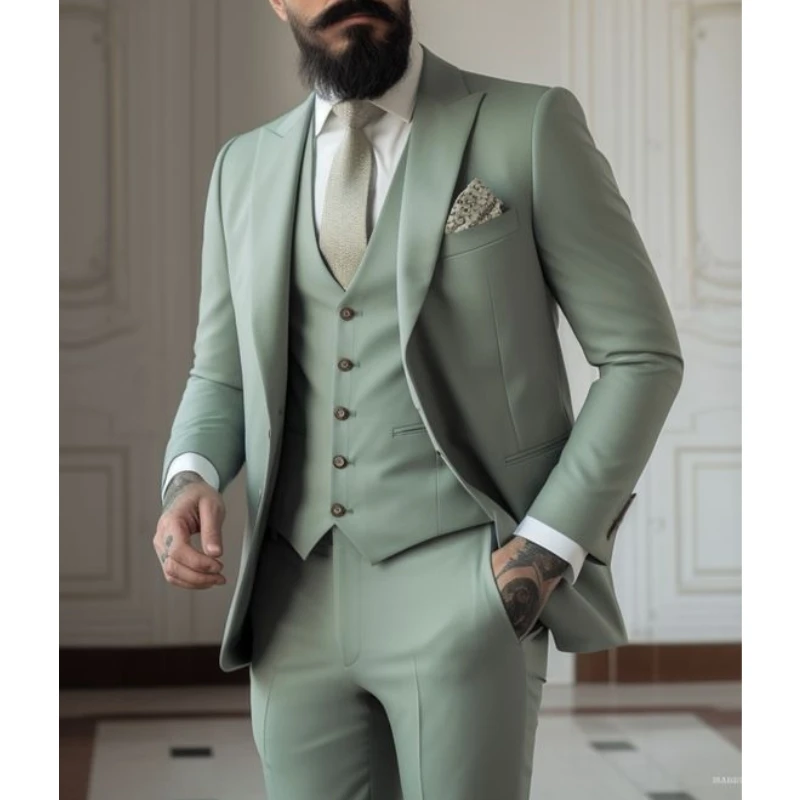Men Formal Wear Pants - Light green Suits Men Suits 3