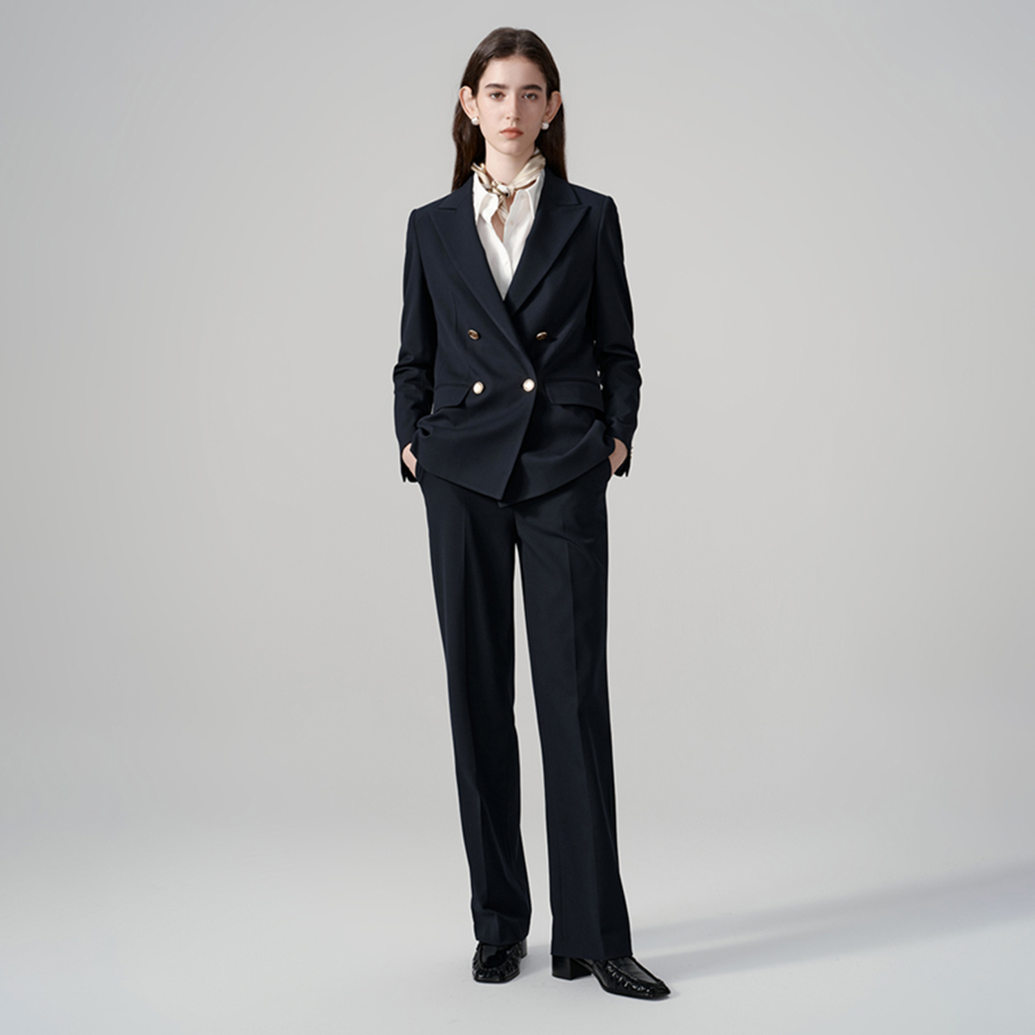 Double Breasted Blazer - Allingentle Women Pantsuit Classic Double-Breasted Blazer