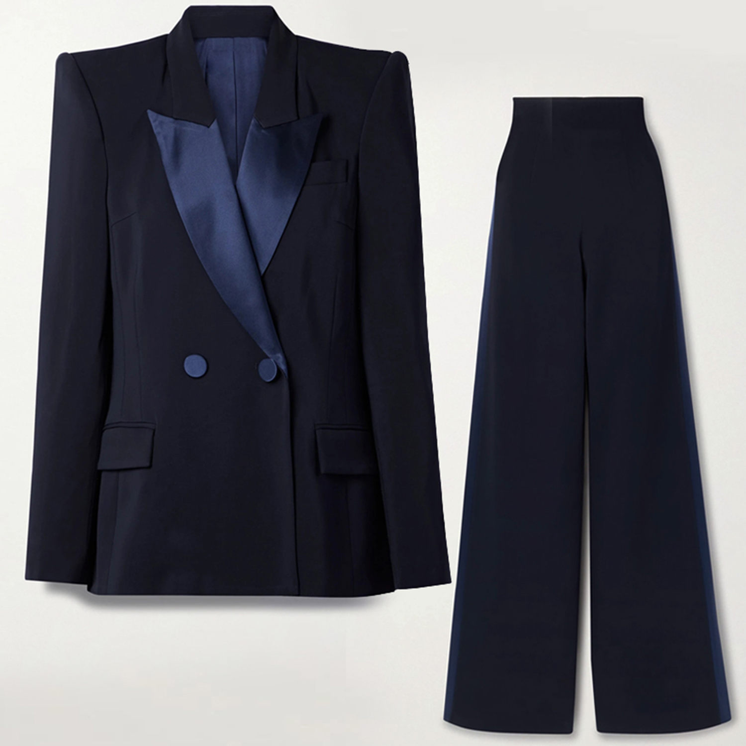 Navy Blue Women's 2 Piece Set  - Double Breasted Blazer 评论和价格