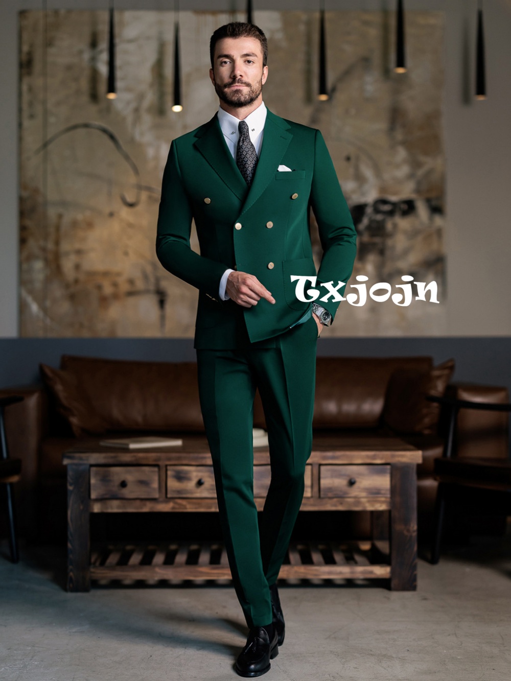 Green Formal Man Slim Fit Suit - Men Formal Wear Pants 评论和价格