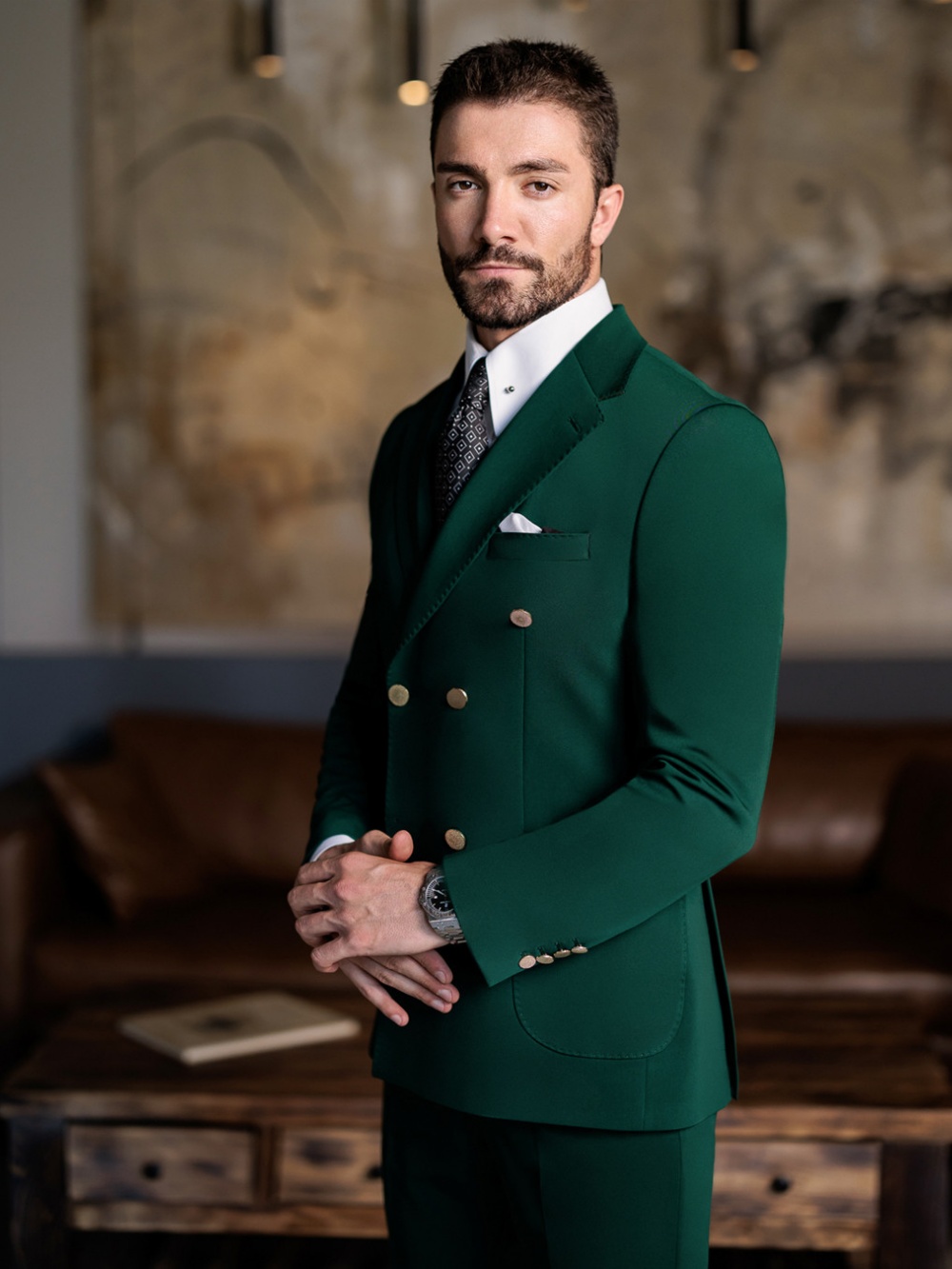 Green Formal Man Slim Fit Suit - Men Formal Wear Pants 评论和价格