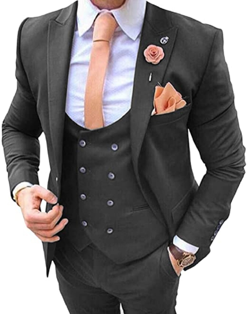 Navy Blue Men's Suits 3 Pcs Co - Men Formal Wear Pants 评论和价格
