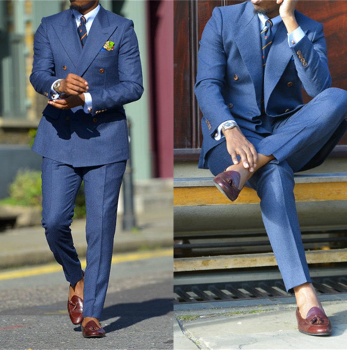 Dark Blue Formal Mens Suits Tw - Men Formal Wear Pants 评论和价格