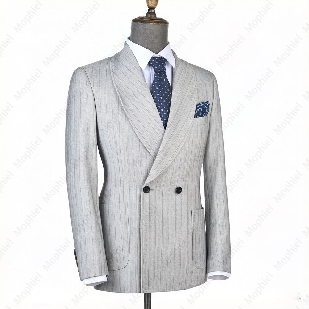 Mophiel Light Grey Men Suits S - Men Formal Wear Pants 评论和价格