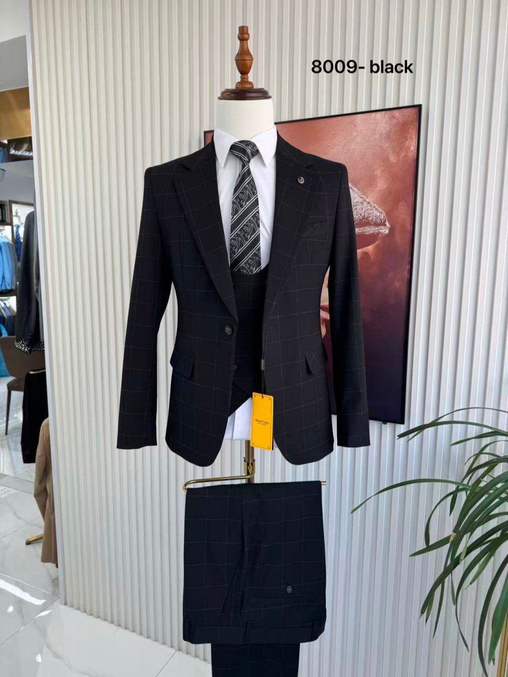 Men's Plaid Tuxedo 3 Pieces Ja - Men Formal Wear Pants 评论和价格