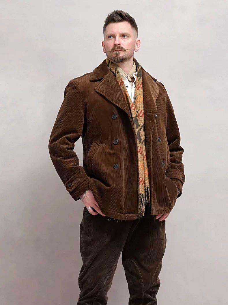 Men's Vintage Corduroy Double  - Double Breasted Blazer 评论和价格