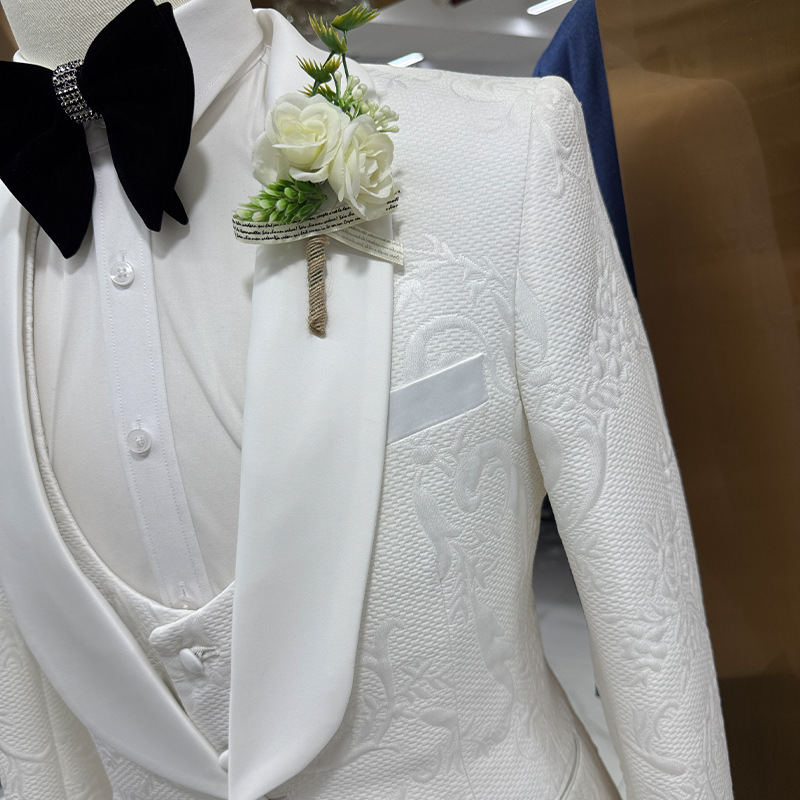 Men Wedding Suit White 3 Piece - Men Formal Wear Pants 评论和价格