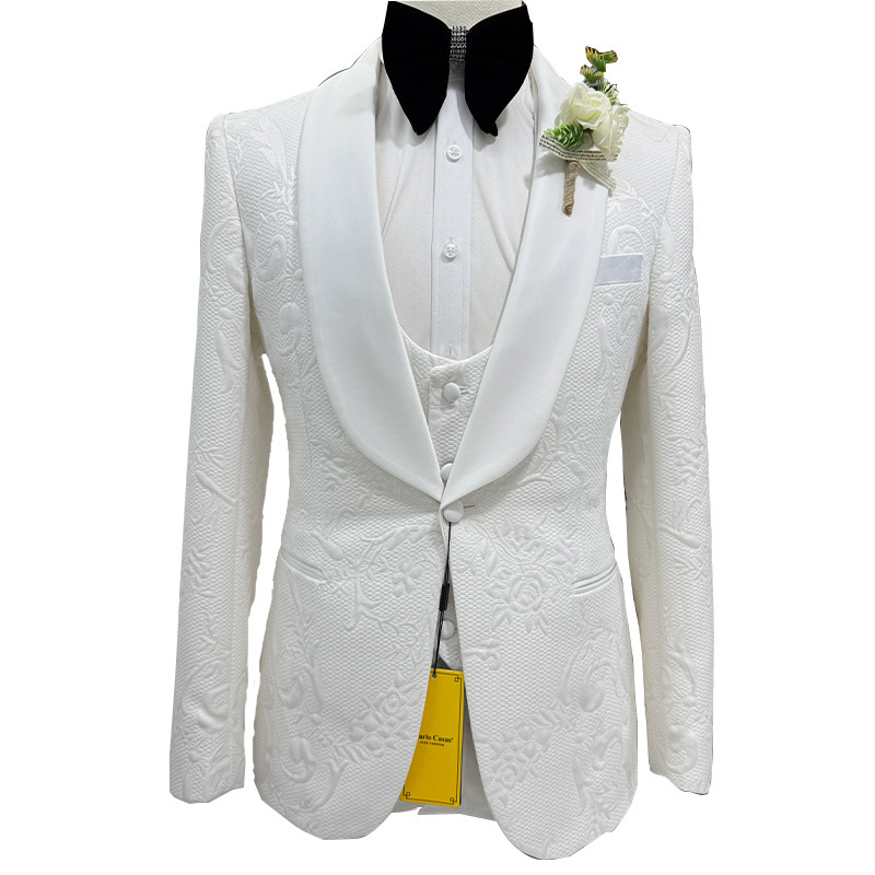 Men Wedding Suit White 3 Piece - Men Formal Wear Pants 评论和价格