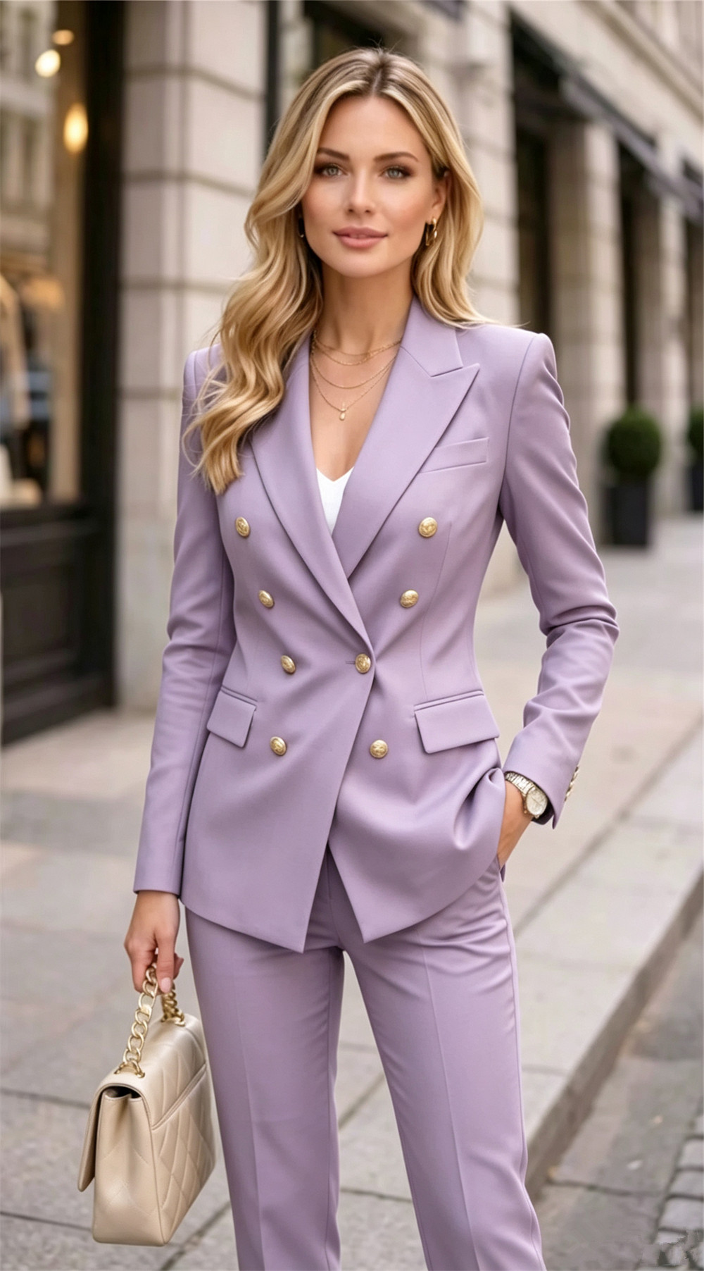 Lavender Women's Double Bested - Double Breasted Blazer 评论和价格