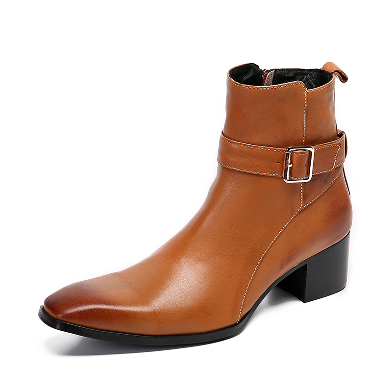 Winter Brown Buckle Pointed Me - Men Formal Wear With Boots 评论和价格