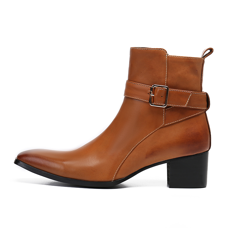 Winter Brown Buckle Pointed Me - Men Formal Wear With Boots 评论和价格