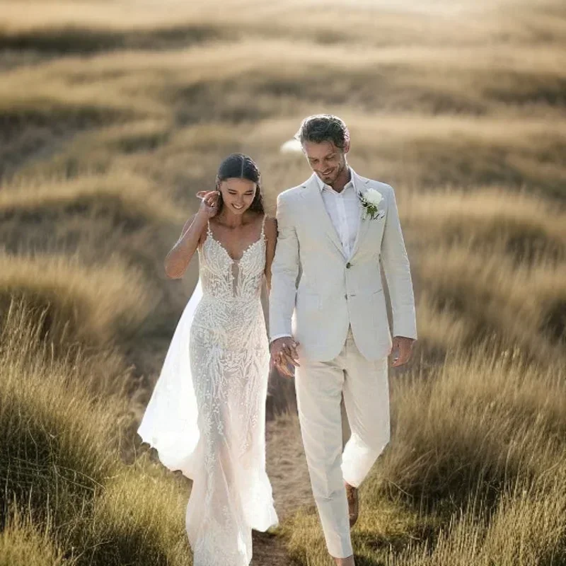 Linen Wedding Tuxedo For Men S - Men Formal Wear Summer 评论和价格