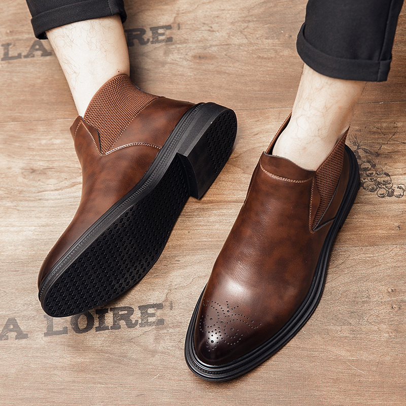 High-top leather shoes are ver - Men Formal Wear With Boots 评论和价格
