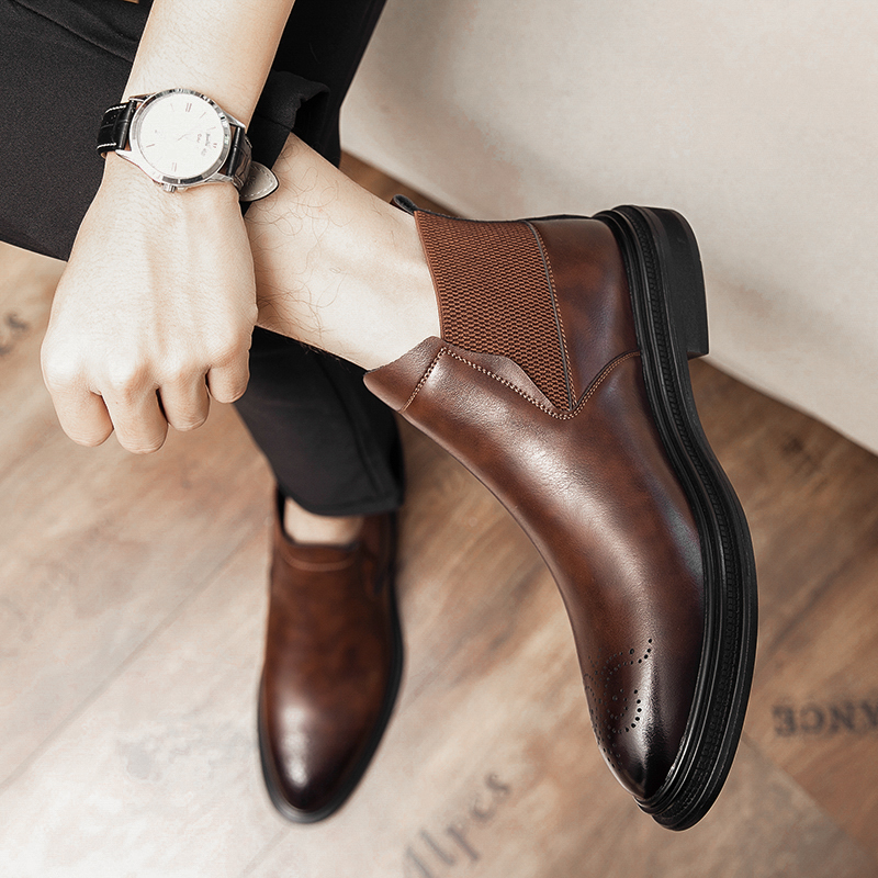 High-top leather shoes are ver - Men Formal Wear With Boots 评论和价格