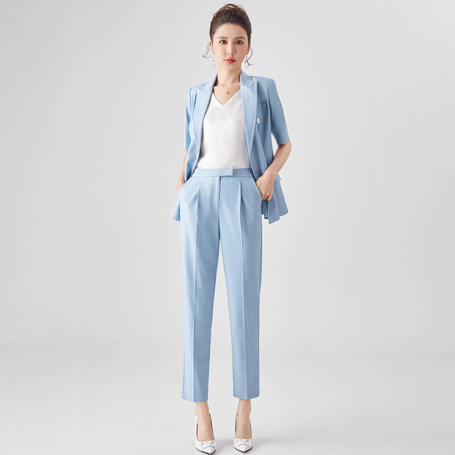 Allingentle Women's Suit Slim  - Double Breasted Blazer 评论和价格