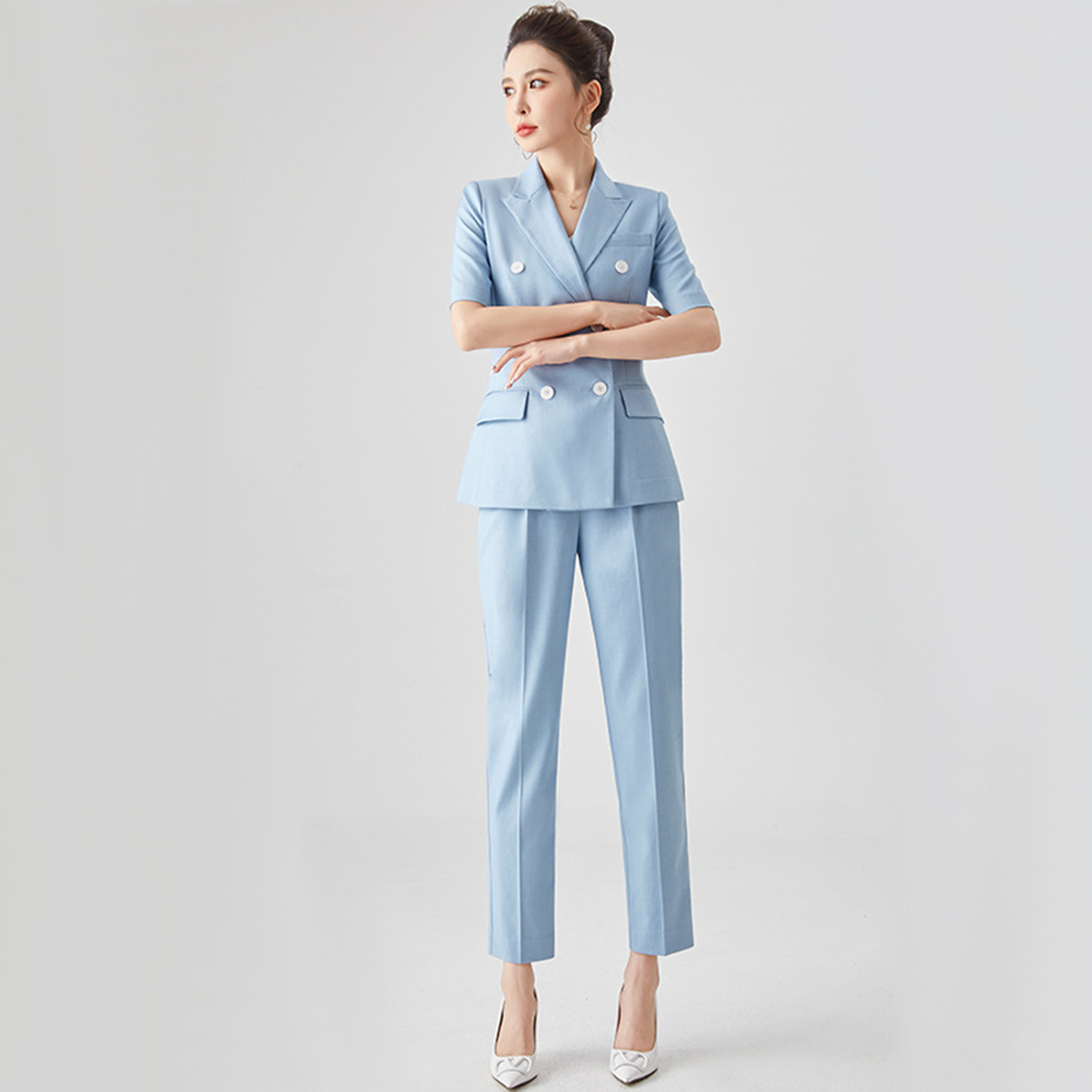 Allingentle Women's Suit Slim  - Double Breasted Blazer 评论和价格