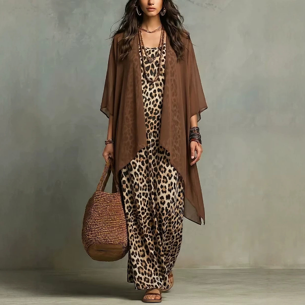 Women's Leopard Print Maxi Dre - Dress Pant Flat Front 评论和价格